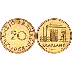 Germany Saarland 20 Franken 1954 ESSAI