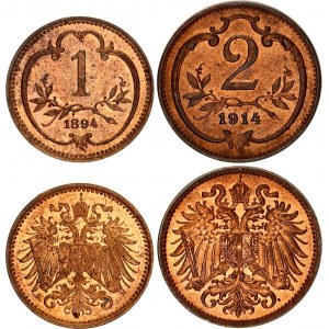 Austria 1 & 2 Heller 1894 - 1914