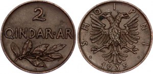 Albania 2 Qindar Ari 1935 R