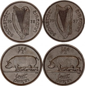 Ireland 2 x 1/2 Penny 1928 - 1937