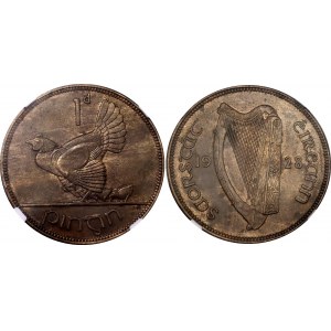 Ireland 1 Penny 1928 NGC MS 62 BN