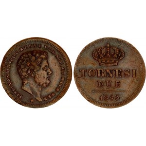 Italian States Kingdom of the Two Sicilies 2 Tornesi 1843