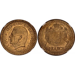 Monaco 2 Francs 1943 NGC MS 64