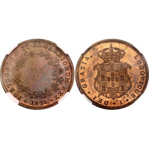 Portugal 5 Reis 1874 NGC MS 63 RB