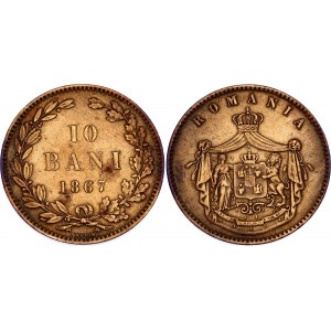 Romania 10 Bani 1867 Heaton