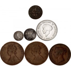 World Lot of 7 Coins 1838 - 1929