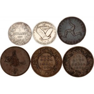 World Lot of 6 Coins 1839 - 1926