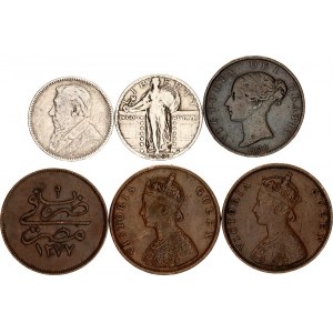 World Lot of 6 Coins 1839 - 1926
