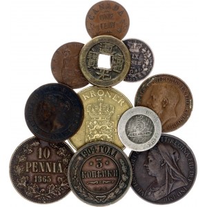World Lot of 11 Coins 19th - 20th Centuries