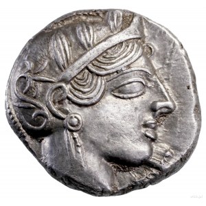 Tetradrachma, ok. 454-404 pne, Ateny; Aw: Głowa Ateny w...