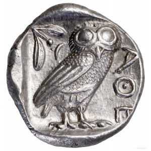 Tetradrachma, ok. 454-404 pne, Ateny; Aw: Głowa Ateny w...