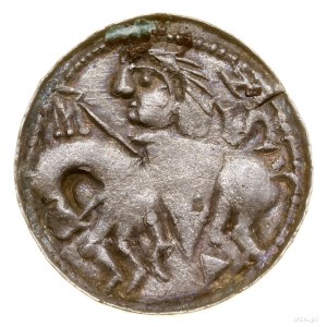Denar des Herzogs, ohne Datum (1070-1076); Av: Kopf in Perle...