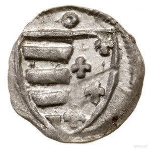 Denar, bez daty (1370-1382), Kraków; Aw: Tarcza andegaw...