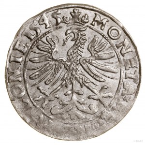 Grosz, 1545, Kraków; napis poziomy w trzech wierszach, ...