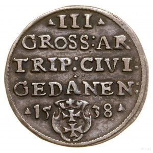 Trojak, 1538, Gdańsk; w legendzie awersu TO PRVSS; CNG ...