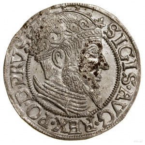 Pfennig, 1557, Danzig; großer Königskopf mit einfachem Bart....