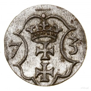 Denarius, 1573, Gdansk; cartouche with the coat of arms of the city of Gdansk gold....