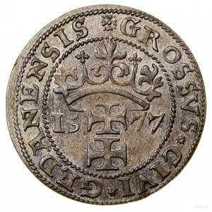 Penny, 1577, Gdansk; variety without the sign Kawka over the head ...