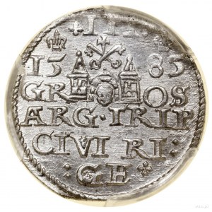 Trojak, 1585, Riga; flat crown with small lilies; Ige...