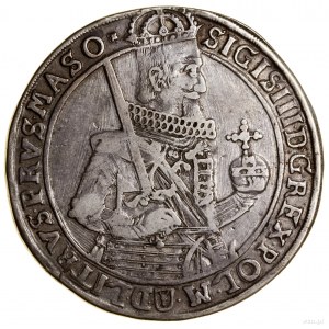 Thaler, 1630, Bydgoszcz; Av: Narrow half-figure of king without s...
