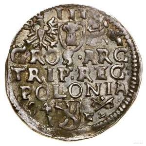 Trojak, 1594, Poznań; wydłużona twarz króla (korona z l...