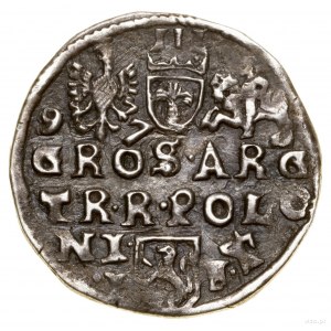 Trojak, 1597, Lublin; duża głowa króla, litery I - F, h...