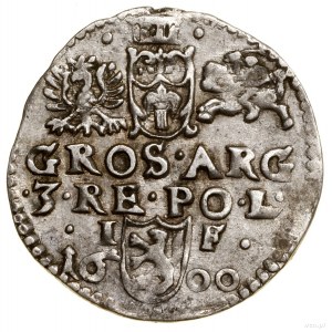 Trojak, 1600, Lublin; na awersie popiersie z kryzą, w l...