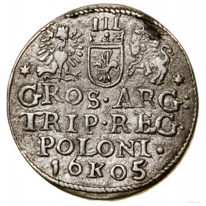 Trojak, 1605 K, Kraków; Iger K.05.1.a (R1), Kop. 1208 (...