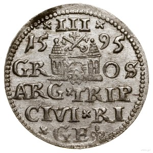 Trojak, 1595, Riga; in obverse legend LI; Iger R.95.1....