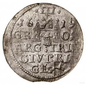 Trojak, 1619, Ryga; duże popiersie króla; Iger R.19.3.a...