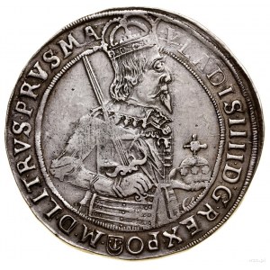 Thaler, 1636, Bydgoszcz; Av: Half-figure of king holding...