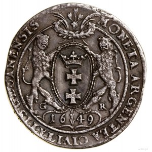 Thaler, 1649, Gdansk; a variety with three wedges between ...