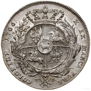 Thaler, 1766 FS, Warsaw; Av: Bust of king in armor in...