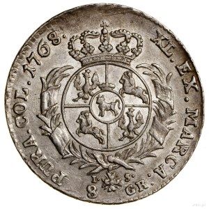 Two-zloty (8 pennies), 1768 IS, Warsaw; variant with li...