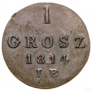 1 grosz, 1814 IB, Warszawa; odmiana z zamkniętą cyfrą 4...