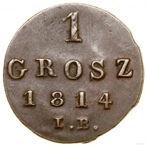 1 grosz, 1814 IB, Warszawa; odmiana z otwartą cyfrą 4, ...