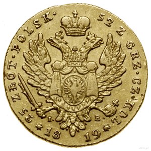 25 gold, 1819 IB, Warsaw; Av: Head of the Tsar to the right, ...