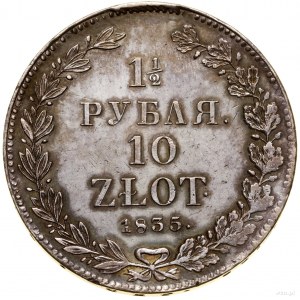 1 1/2 rubla = 10 złotych, 1835 НГ, Petersburg; odmiana ...