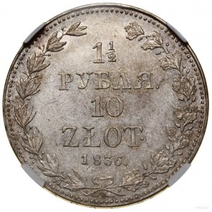 1 1/2 rubles = 10 zlotys, 1836 MW, Warsaw; large numerals....