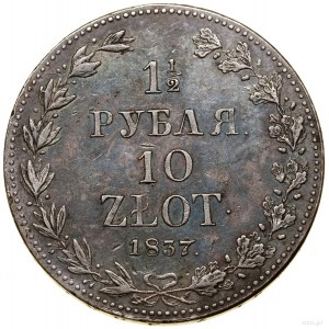 1 1/2 rubla = 10 złotych, 1837 MW, Warszawa; pofalowana...