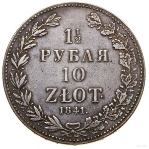 1 1/2 rubla = 10 złotych, 1841 MW, Warszawa; Bitkin 113...