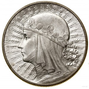 10 gold, 1933, Warsaw; head of a woman in a headpiece; Kop...