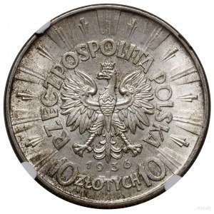 10 złotych, 1936, Warszawa; Józef Piłsudski; Kop. 3004,...