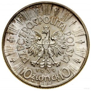 10 zloty, 1939, Warsaw; Jozef Pilsudski; Kop. 3008,...