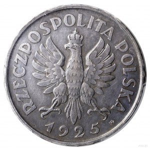 5 zloty, 1925, Warsaw; Constitution; Av: Eagle with coron...