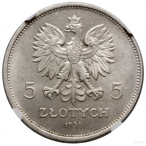 5 złotych, 1930, Warszawa; Sztandar - 100-lecie Powstan...