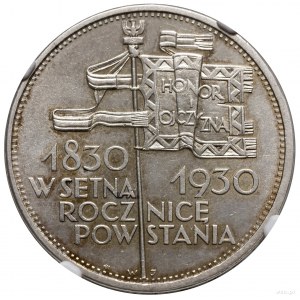 5 złotych, 1930, Warszawa; Sztandar - 100-lecie Powstan...