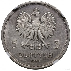 5 złotych, 1930, Warszawa; Sztandar - 100-lecie Powstan...