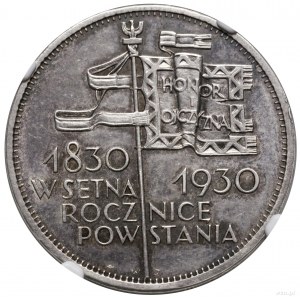 5 złotych, 1930, Warszawa; Sztandar - 100-lecie Powstan...