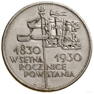 5 złotych, 1930, Warszawa; Sztandar - 100-lecie Powstan...